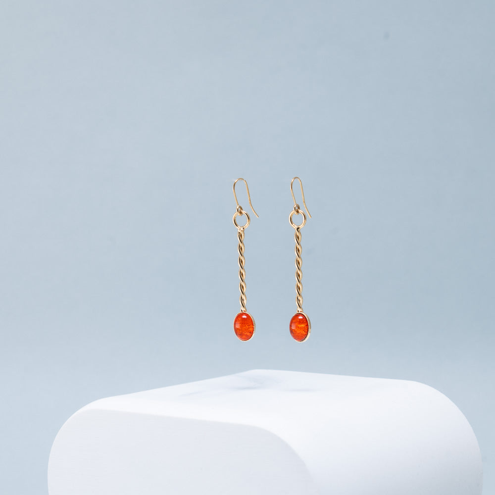 boucles d oreilles aurage femme -orange-pendant - or 24 carats