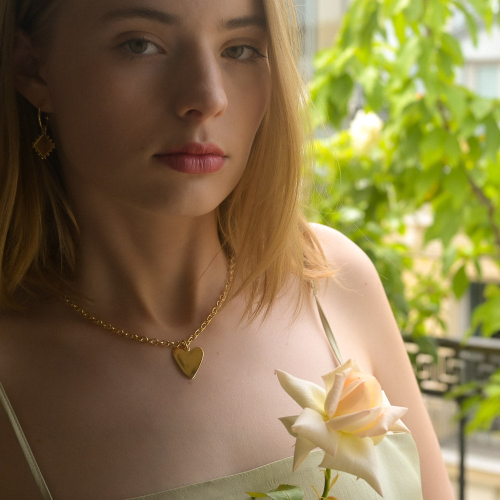 collier femme aurage - symbole amour - coeur-or 24 carats