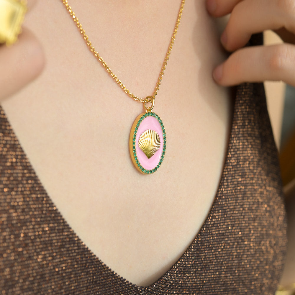 Collier médaille femme – symbole de protection – émail coloré Aurage