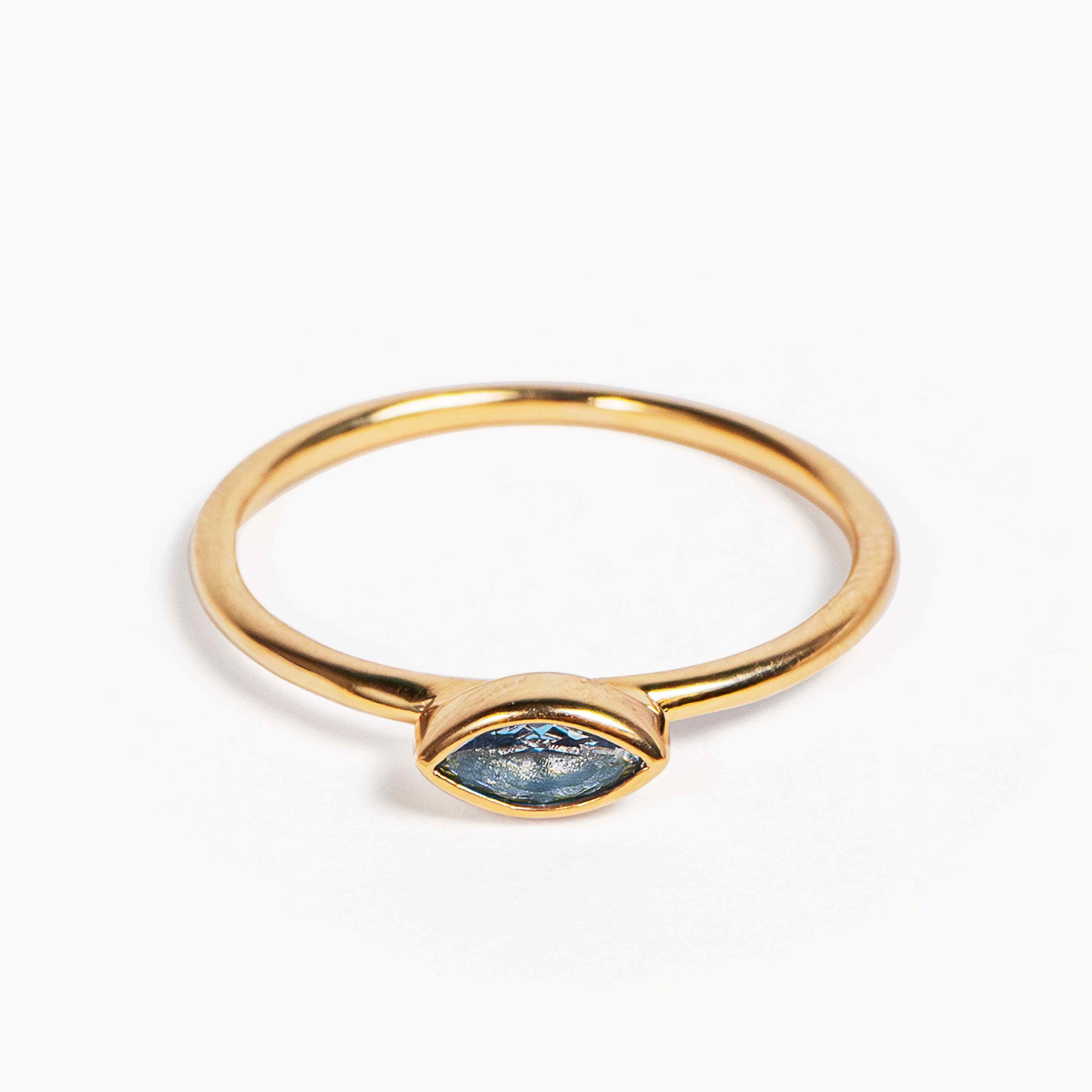 aurage bague femme - bleu gris - solitaire - or 18 carats