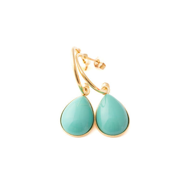 boucles d'oreilles creoles_turquoise_or fin 24 carats