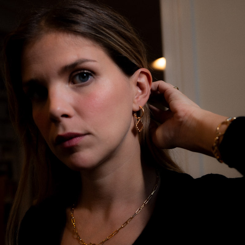 boucles d oreilles femme aurage - creoles - estampe -or 24 carats