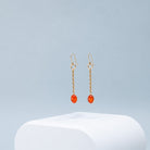 boucles d oreilles aurage femme -orange-pendant - or 24 carats