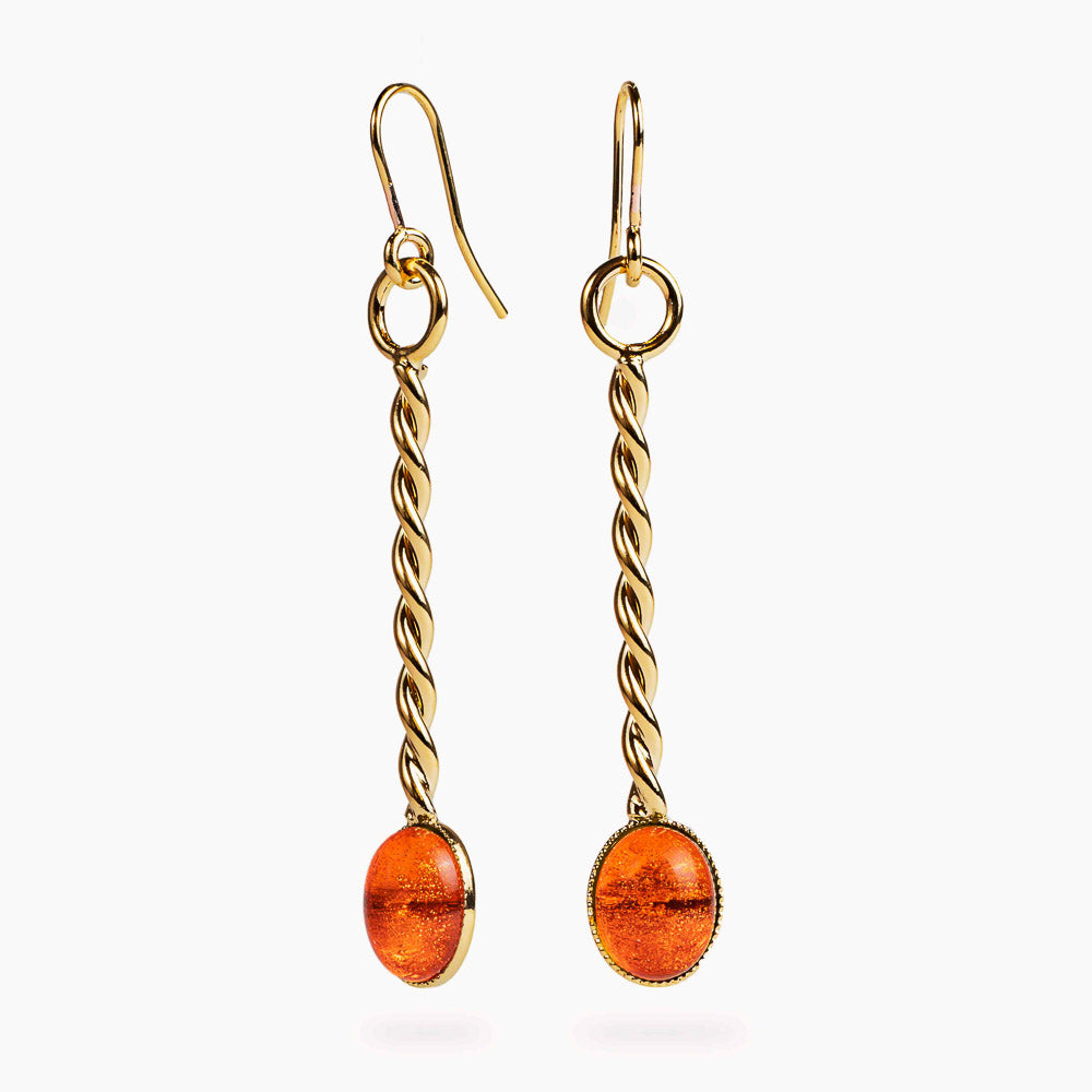 boucles d oreilles aurage femme - orange - vintage - retro - or fin 24 carats