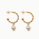 boucles d oreilles femme aurage - elegance - torsade-perle -or 24 carats