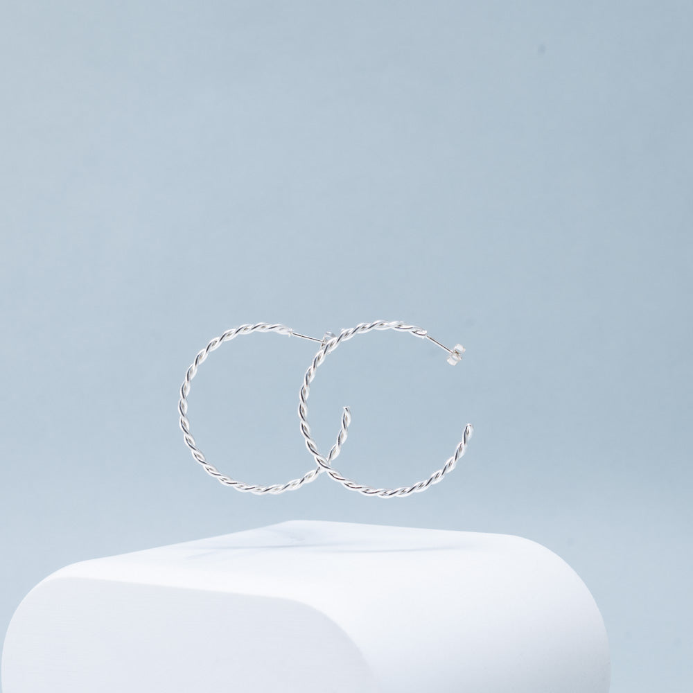 boucles d oreilles aurage femme - torsade - creole - argent