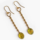 boucles d oreilles aurage femme - vert - vintage - or fin 24 carats