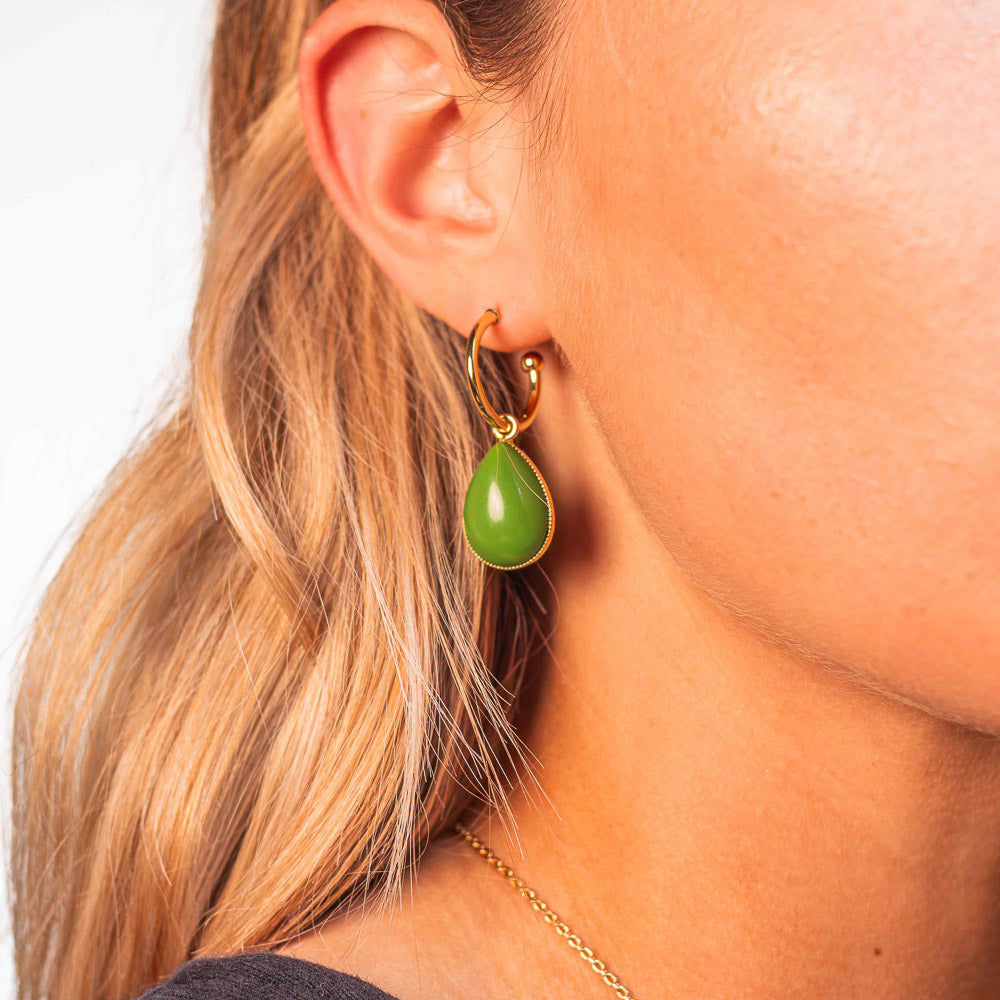 boucles d oreilles aurage femme - créoles colorées - bijou d été - or 24 carats