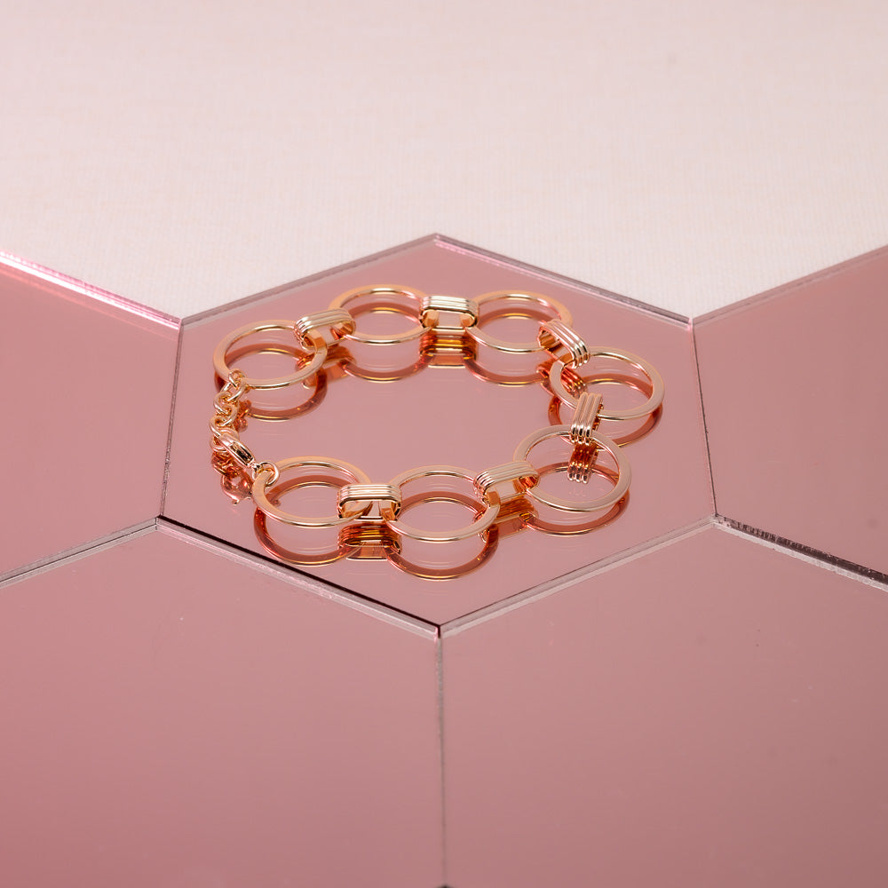 bracelet aurage femme-grosse chaine-retro-or 24 carats