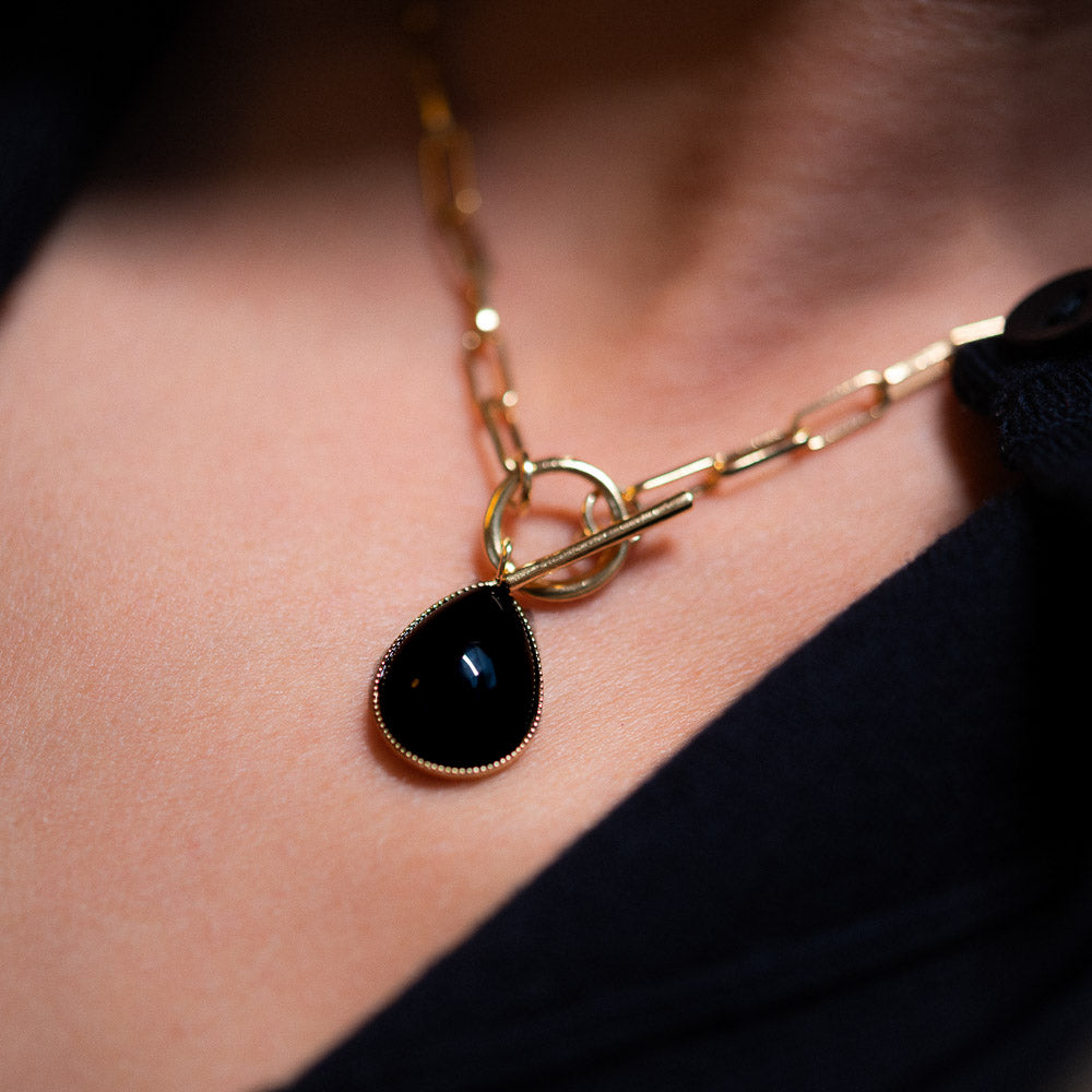 collier aurage femme - fermoir T - elegance - or 24 carats