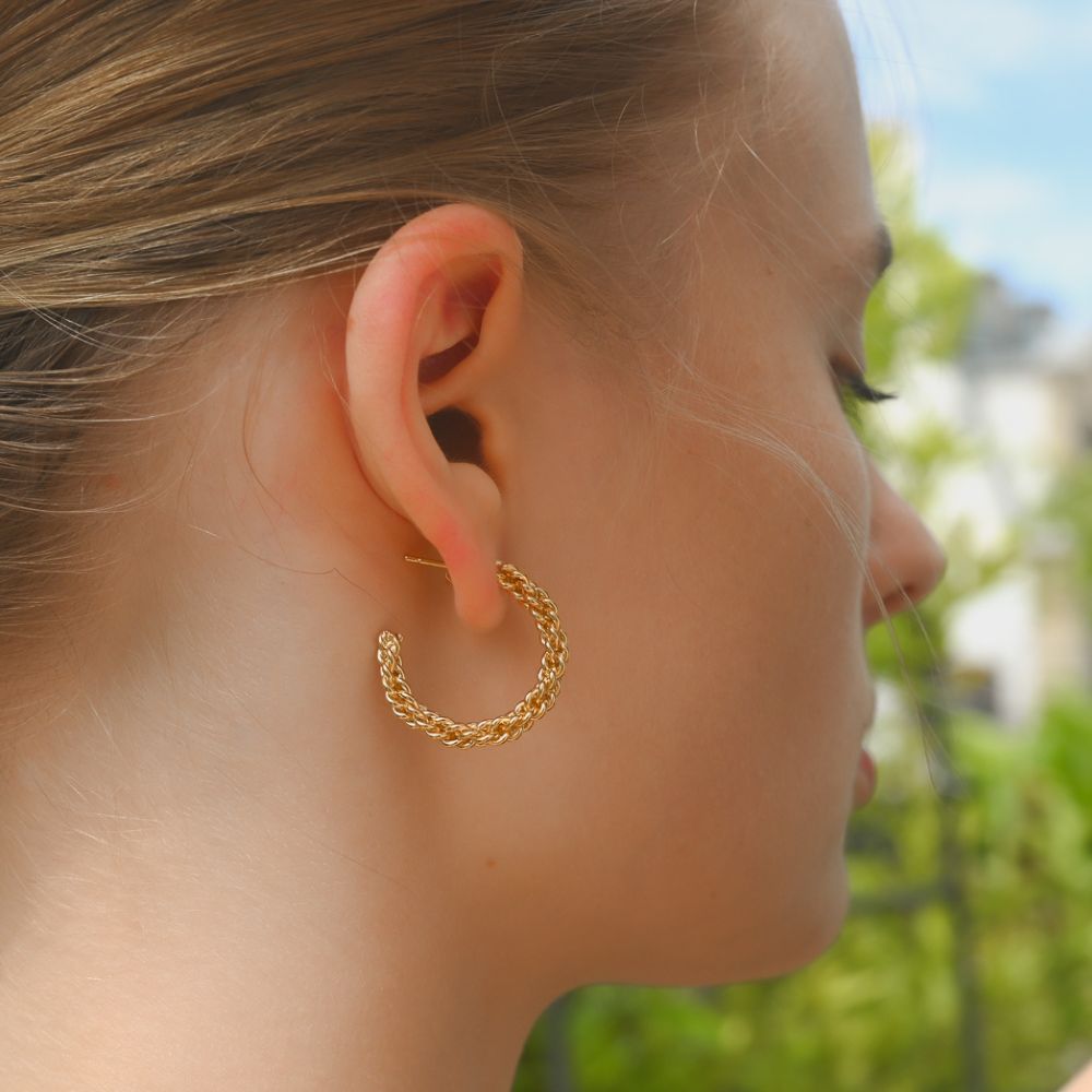 boucles d oreilles femme aurage - symbole elegance - torsade -or 24 carats