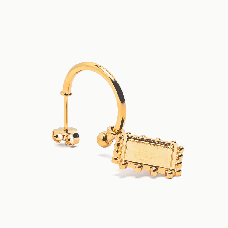 boucles d oreilles femme aurage - losange minimaliste - creole- tendance -or 24 carats