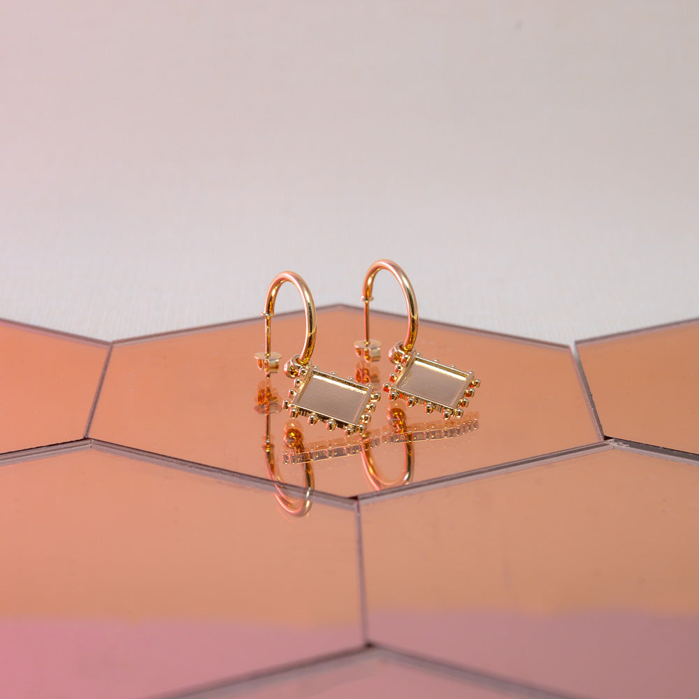 boucles d oreilles femme aurage - geometrique -or 24 carats