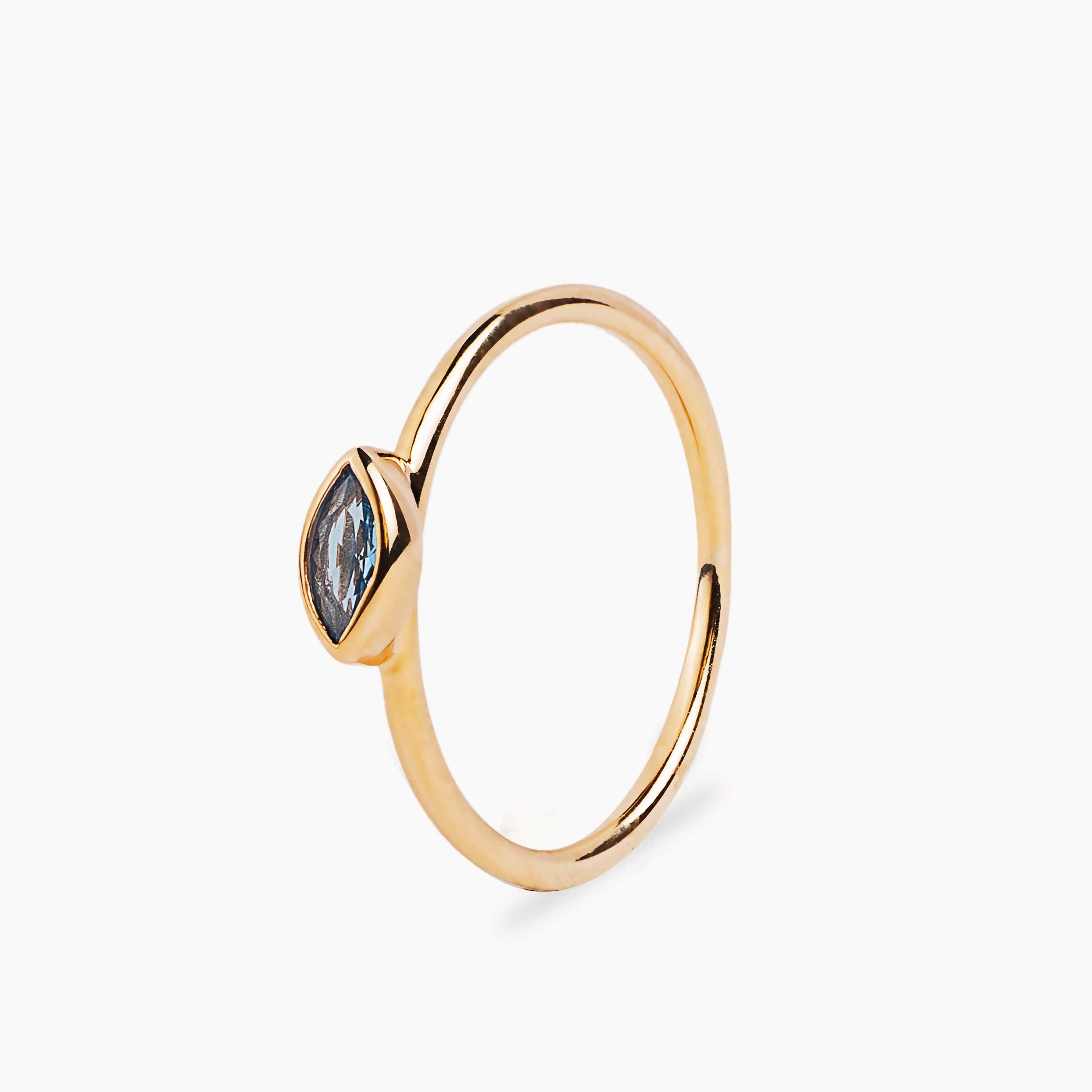 aurage bague femme - zircon bleu - or 18 carats