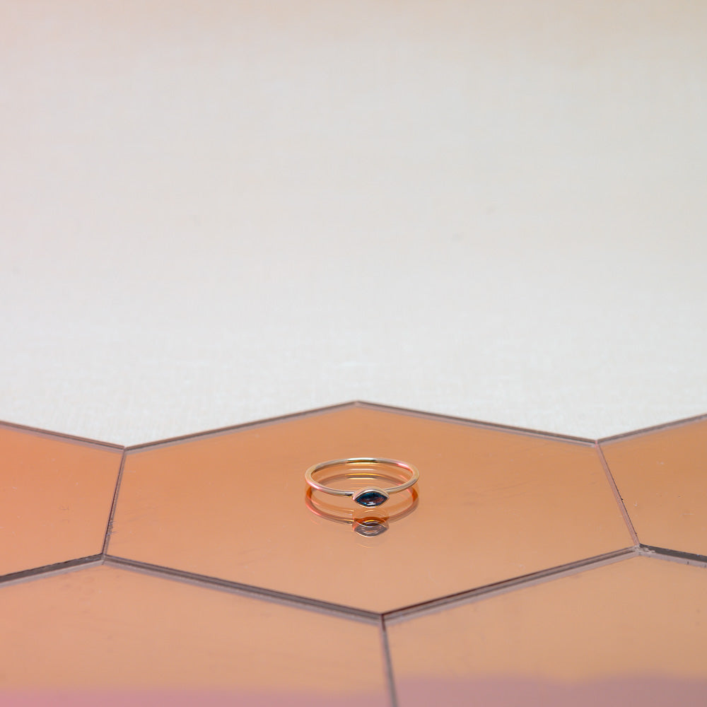 aurage bague femme - zircon bleu - solitaire